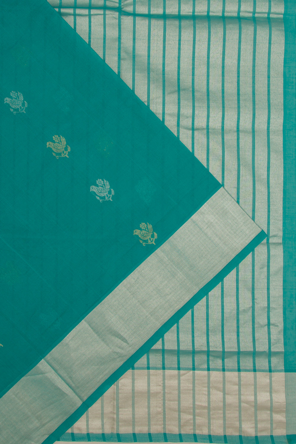 Venkatagiri Cotton Butta Teal Blue Saree
