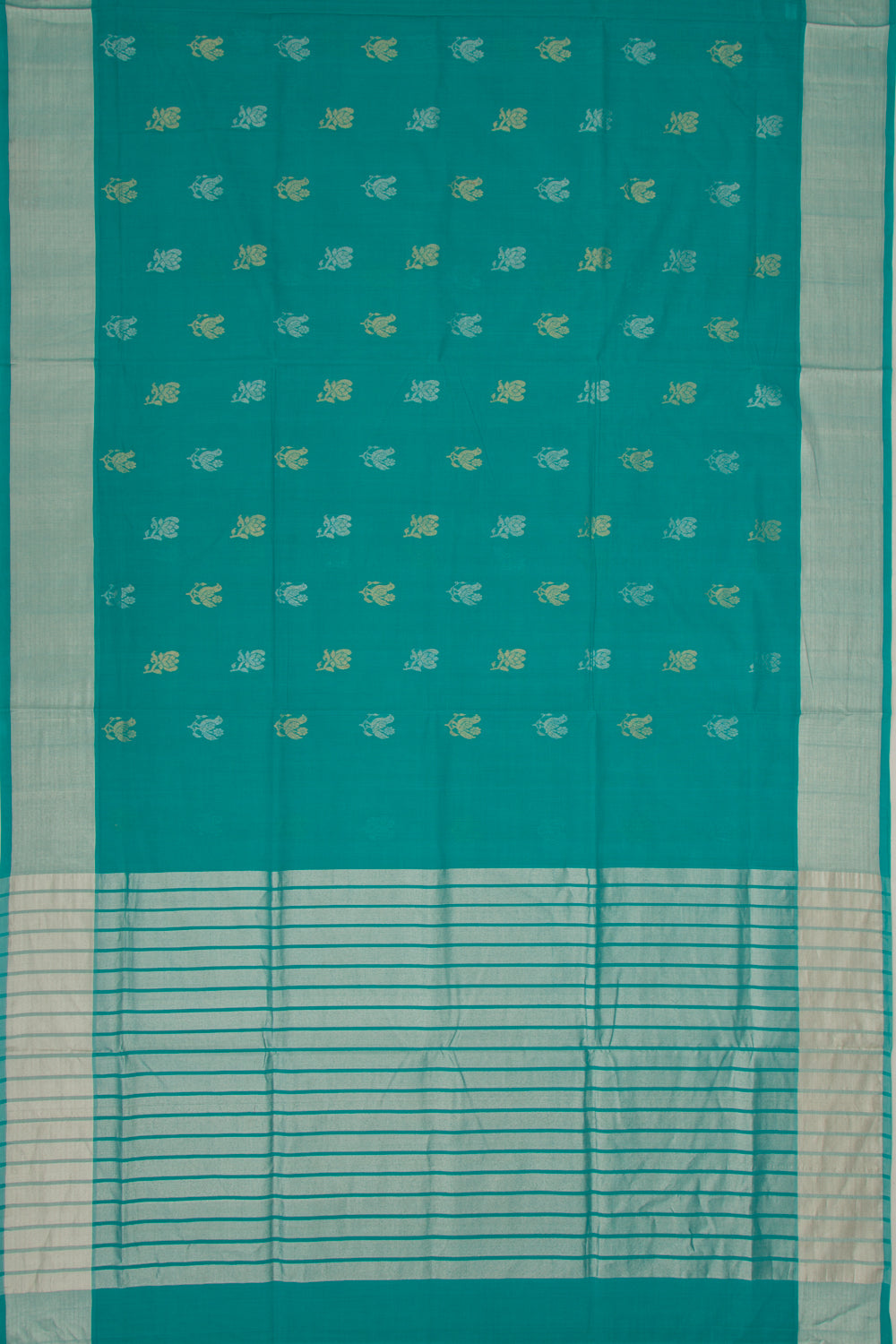 Venkatagiri Cotton Butta Teal Blue Saree