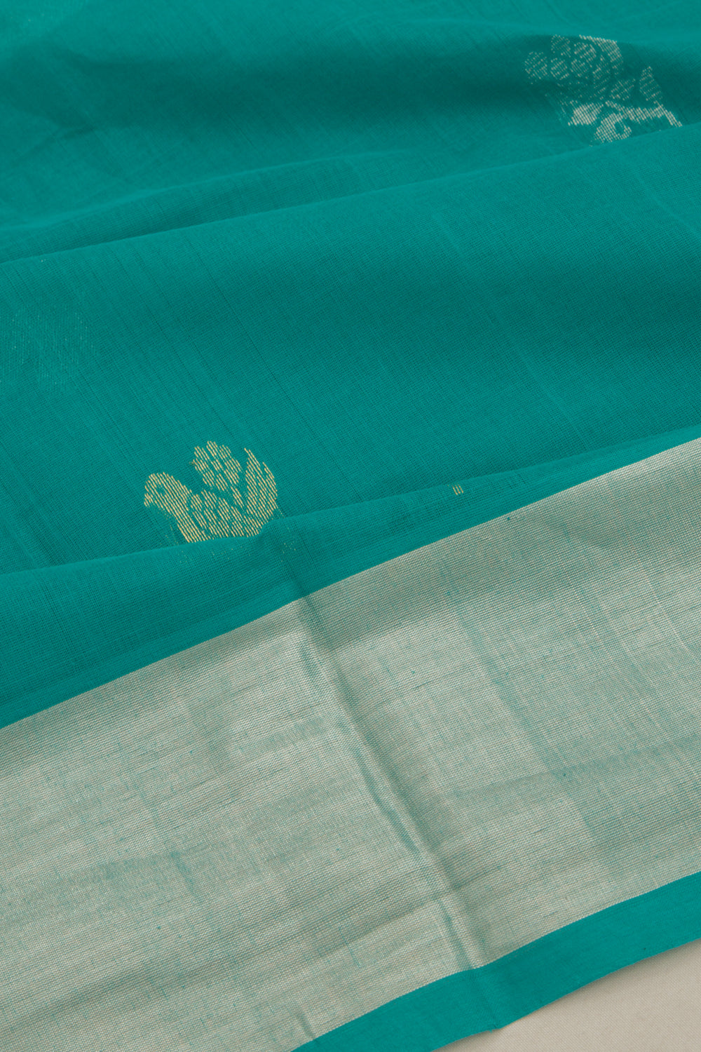 Venkatagiri Cotton Butta Teal Blue Saree