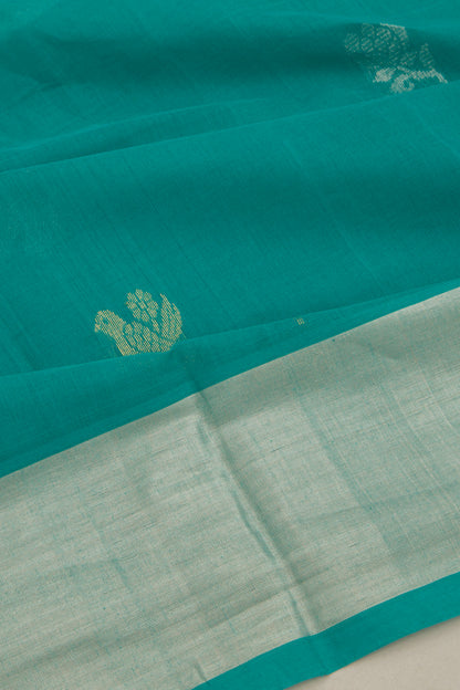 Venkatagiri Cotton Butta Teal Blue Saree