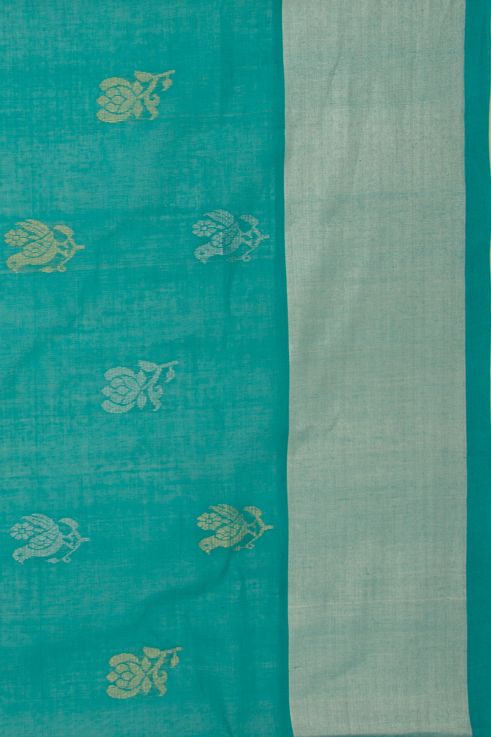 Venkatagiri Cotton Butta Teal Blue Saree