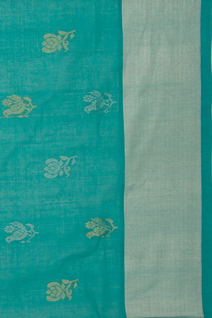 Venkatagiri Cotton Butta Teal Blue Saree