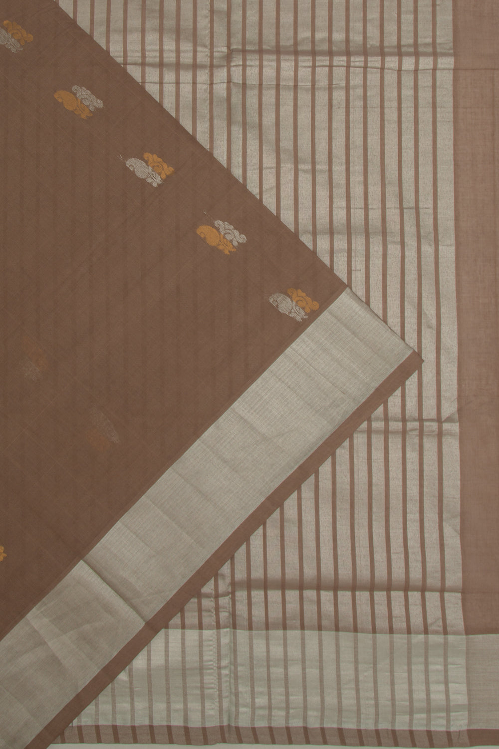 Venkatagiri Cotton Butta Brown Saree