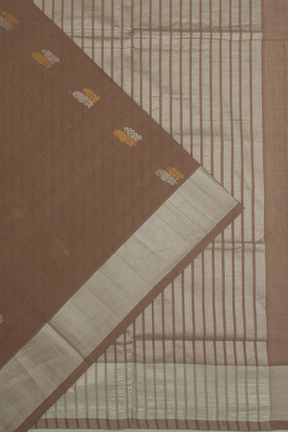 Venkatagiri Cotton Butta Brown Saree
