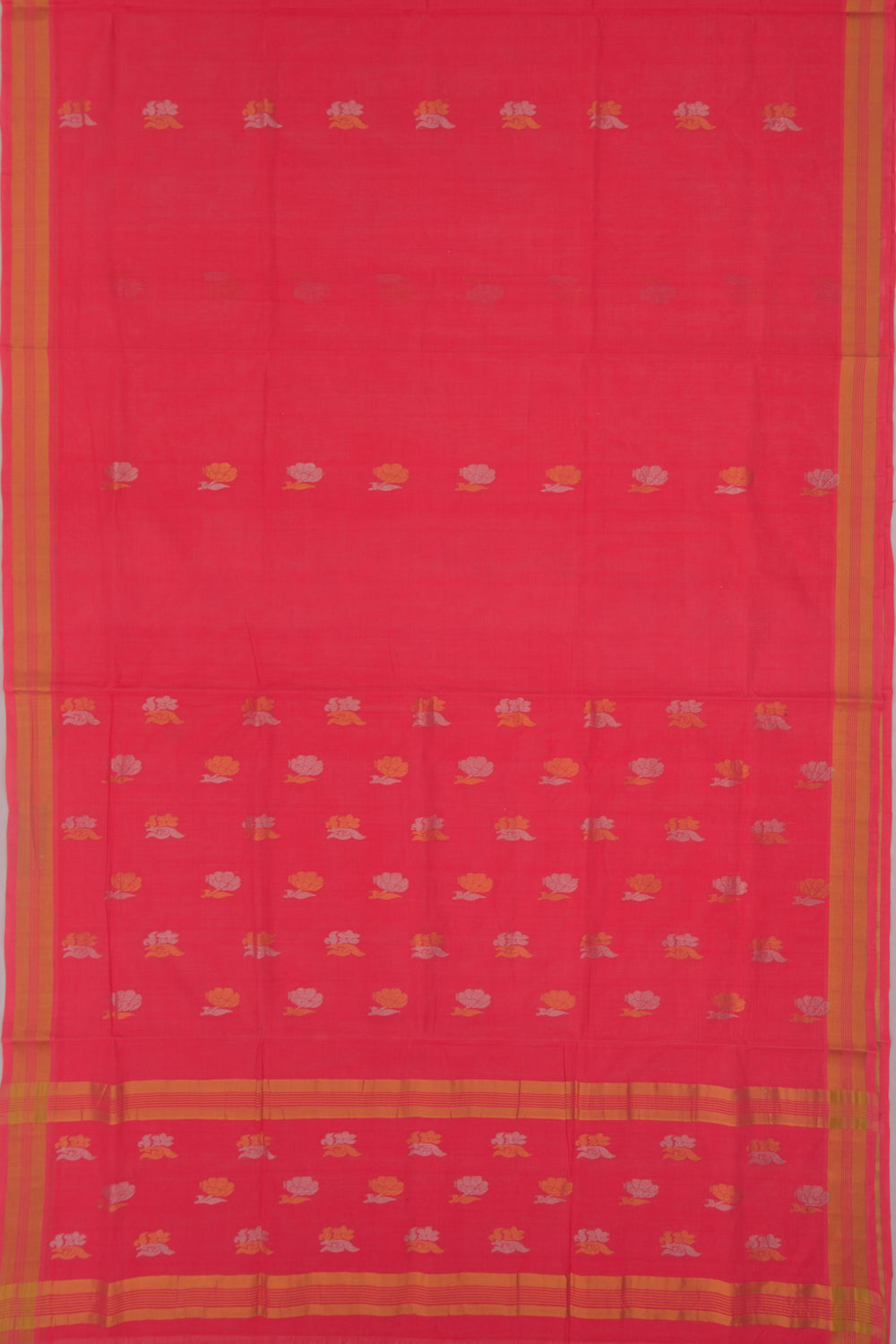 Venkatagiri Cotton Butta Redish Pink Saree