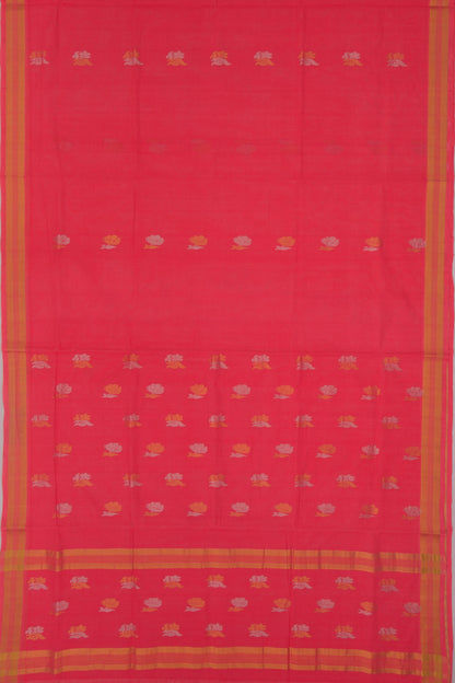 Venkatagiri Cotton Butta Redish Pink Saree