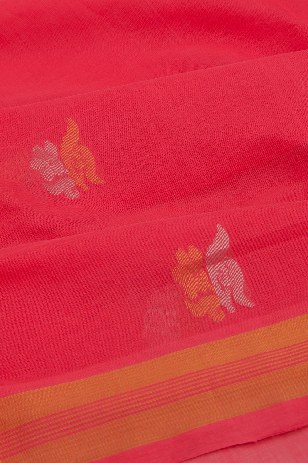 Venkatagiri Cotton Butta Redish Pink Saree