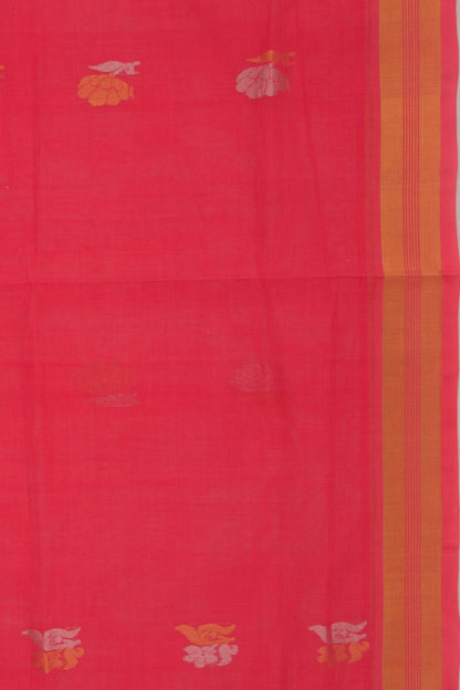 Venkatagiri Cotton Butta Redish Pink Saree