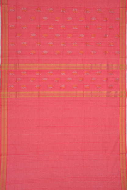 Venkatagiri Cotton Butta Redish Pink Saree