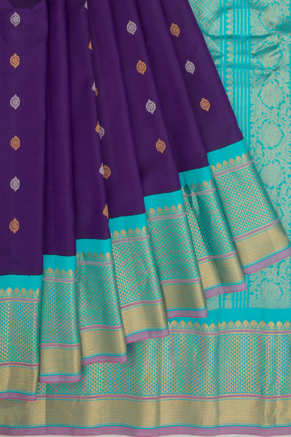 Gadwal Silk Butta Violet Saree