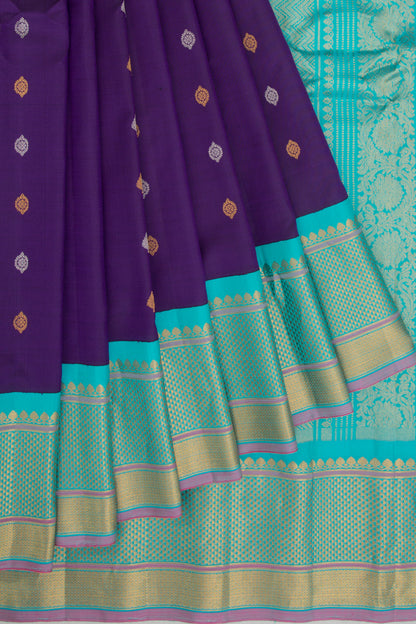 Gadwal Silk Butta Violet Saree
