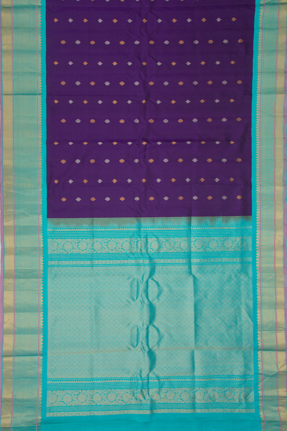 Gadwal Silk Butta Violet Saree