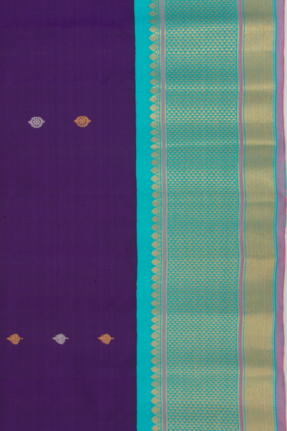 Gadwal Silk Butta Violet Saree