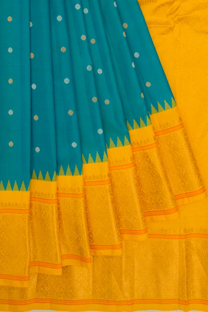 Gadwal Silk Butta Sea Blue Saree