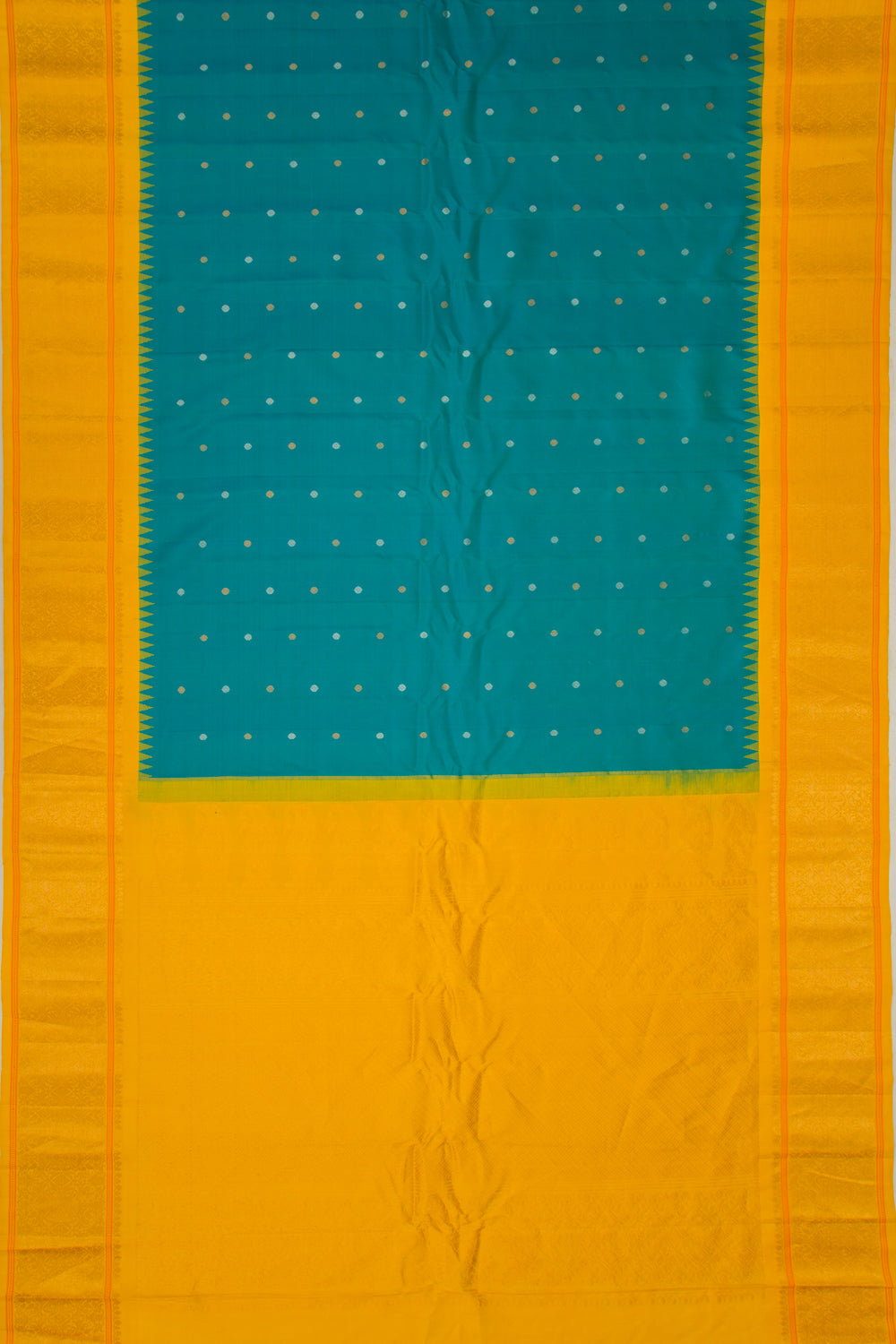 Gadwal Silk Butta Sea Blue Saree