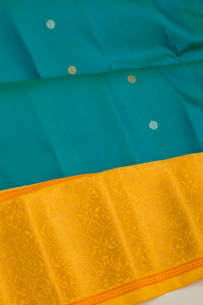 Gadwal Silk Butta Sea Blue Saree