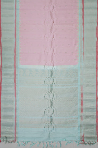 Gadwal Silk Butta Baby Pink Saree