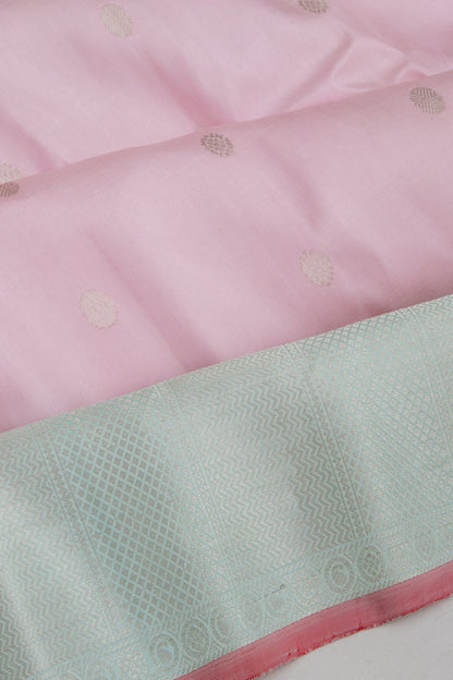 Gadwal Silk Butta Baby Pink Saree