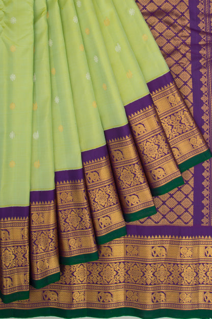 Gadwal Silk Butta Pista Green Saree