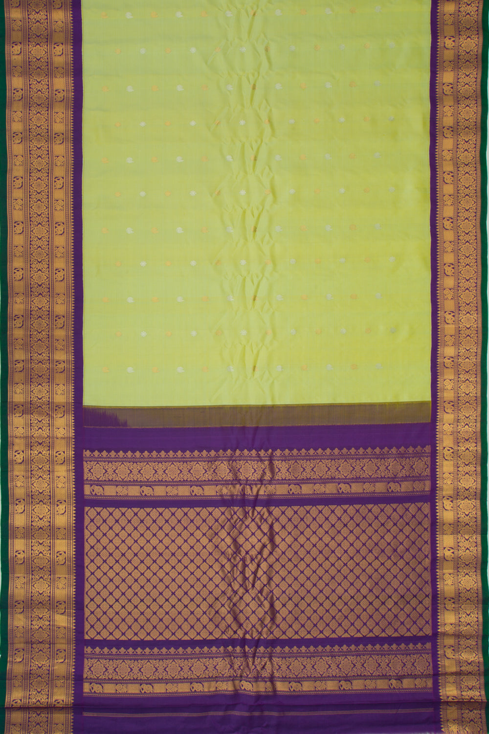 Gadwal Silk Butta Pista Green Saree