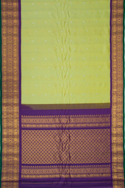 Gadwal Silk Butta Pista Green Saree
