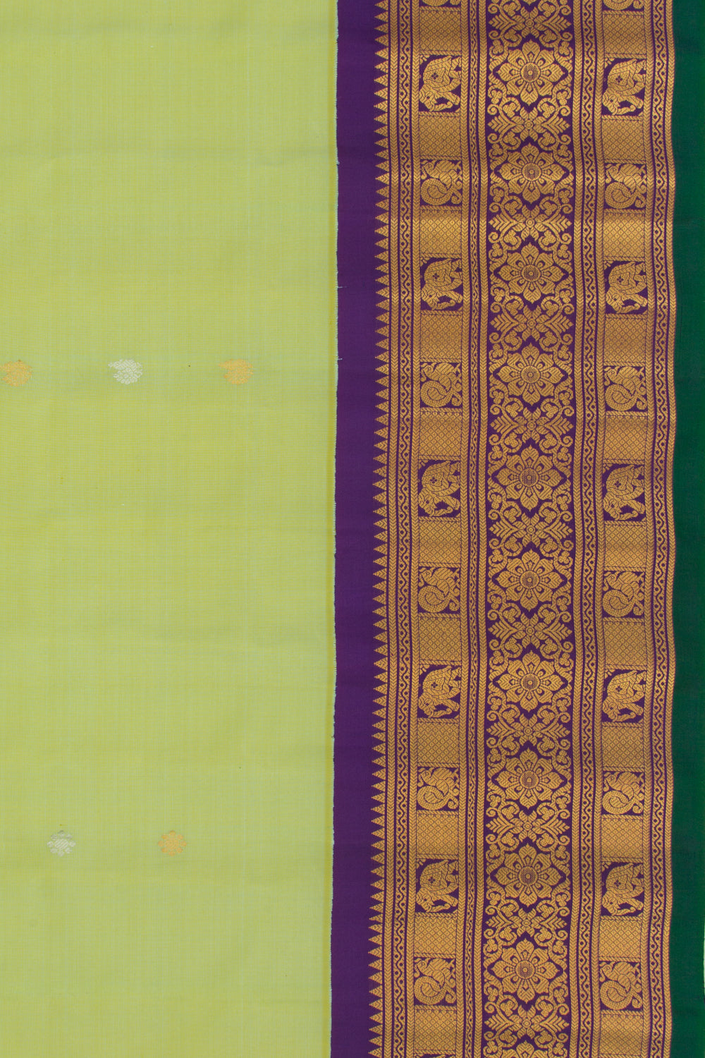 Gadwal Silk Butta Pista Green Saree