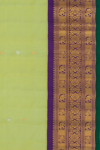Gadwal Silk Butta Pista Green Saree