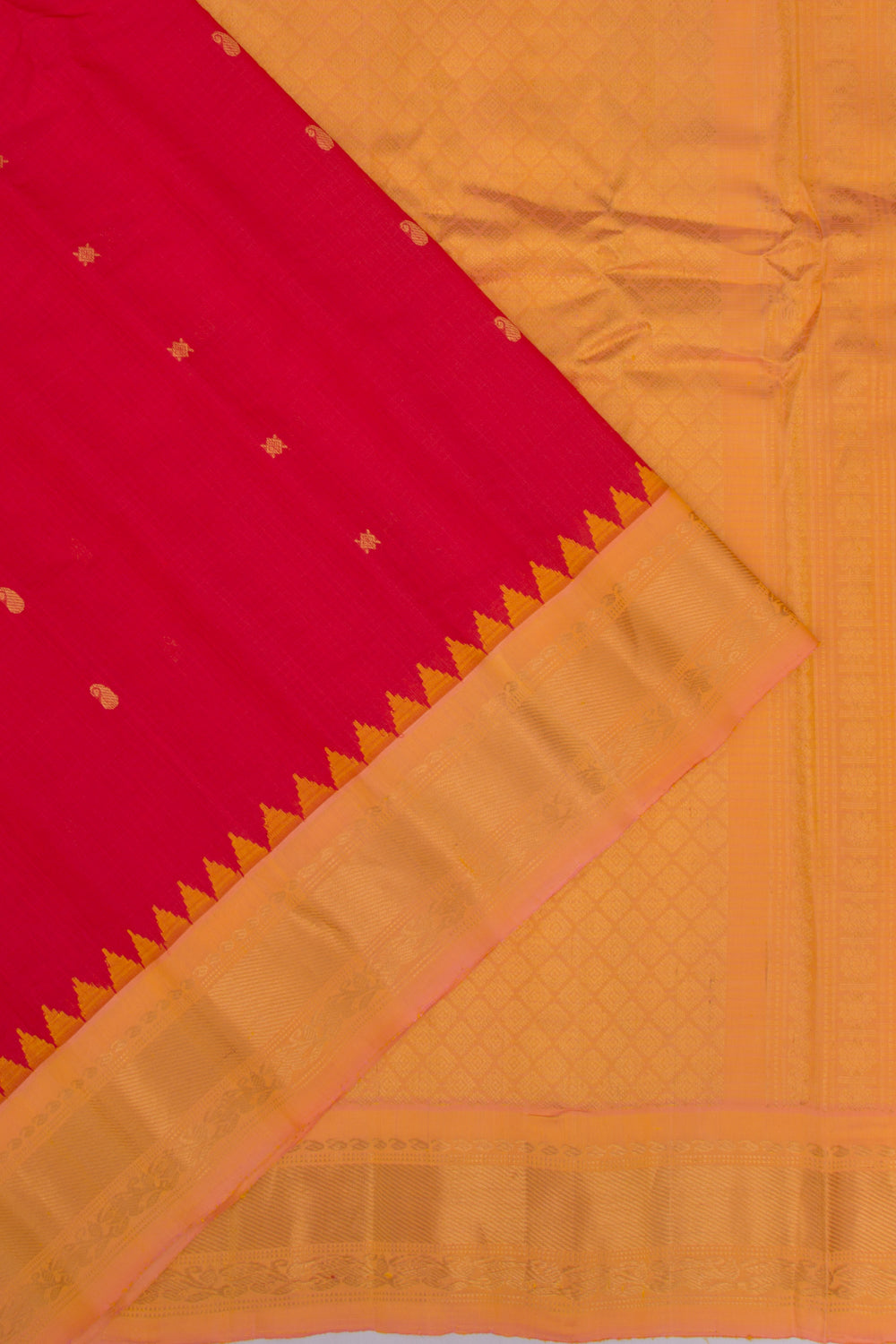 Gadwal Cotton Silk Butta Red Saree
