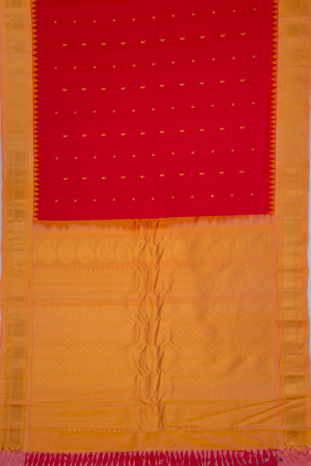 Gadwal Cotton Silk Butta Red Saree