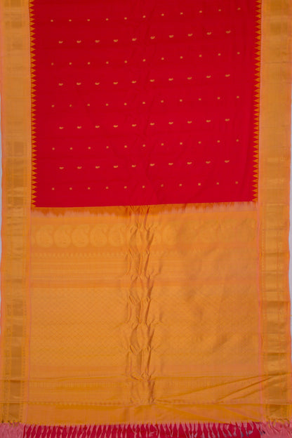 Gadwal Cotton Silk Butta Red Saree