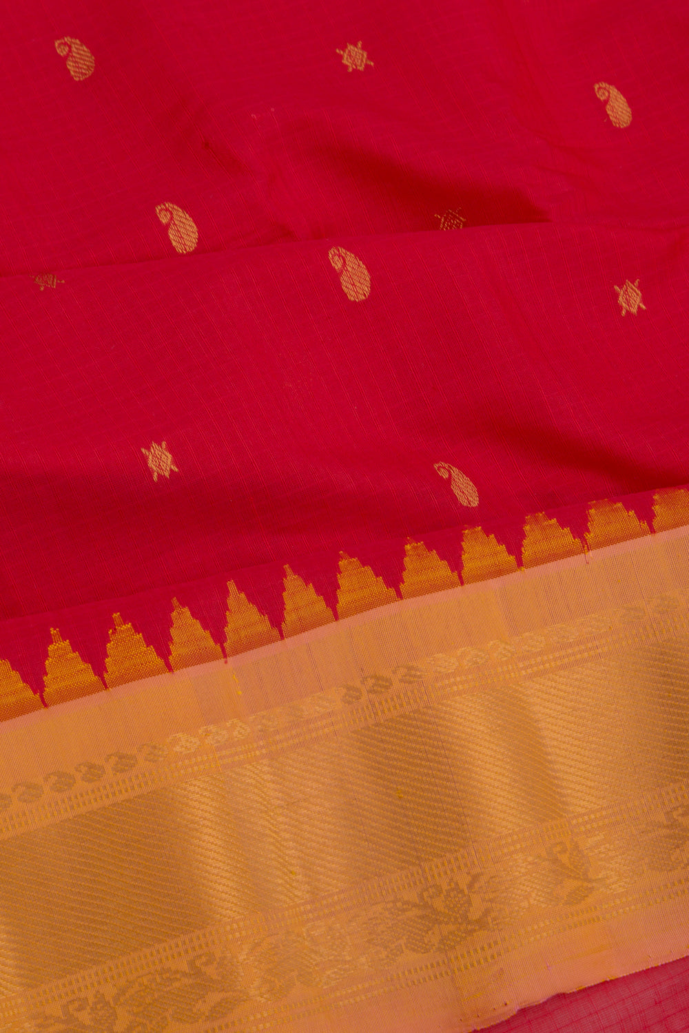 Gadwal Cotton Silk Butta Red Saree