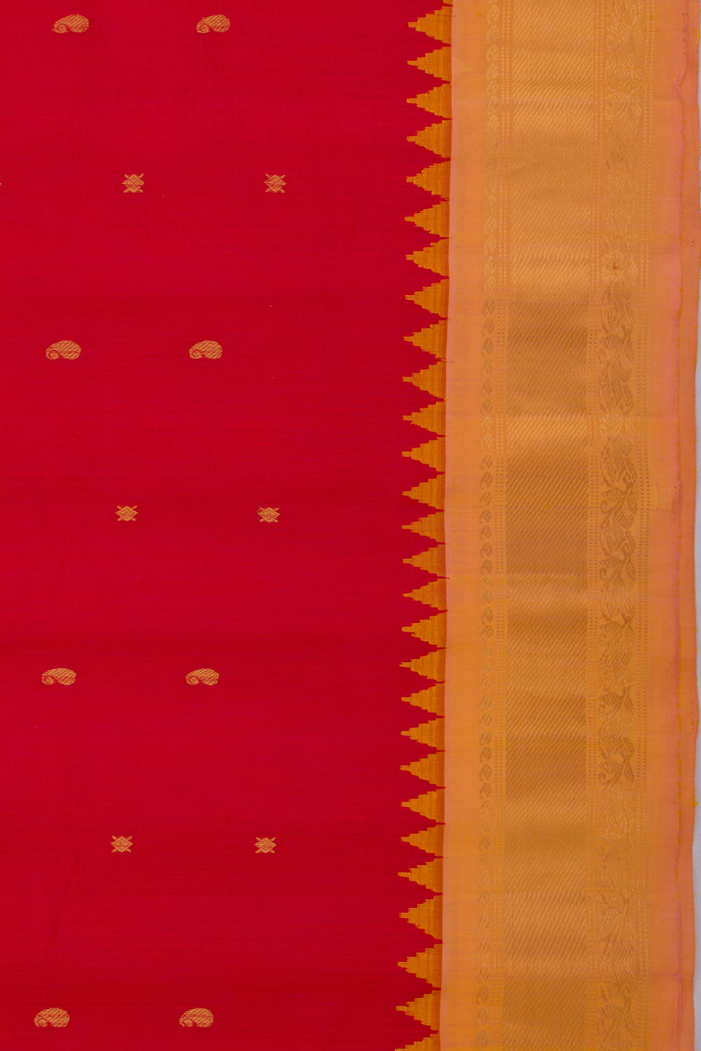 Gadwal Cotton Silk Butta Red Saree