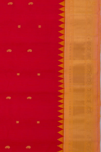 Gadwal Cotton Silk Butta Red Saree