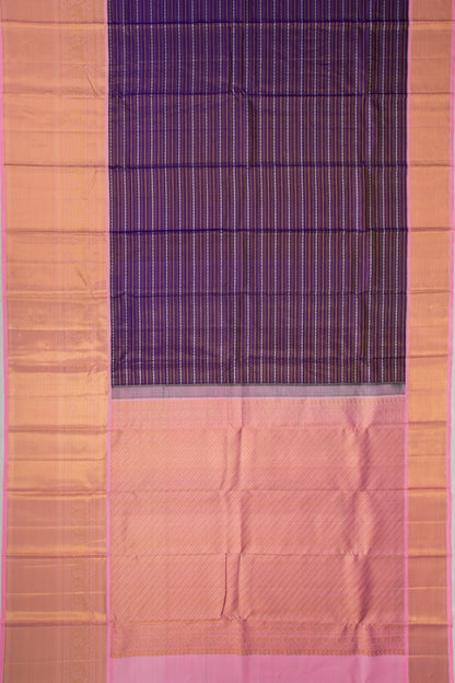 Kanchipuram Silk Horizontal Lines Violet Saree