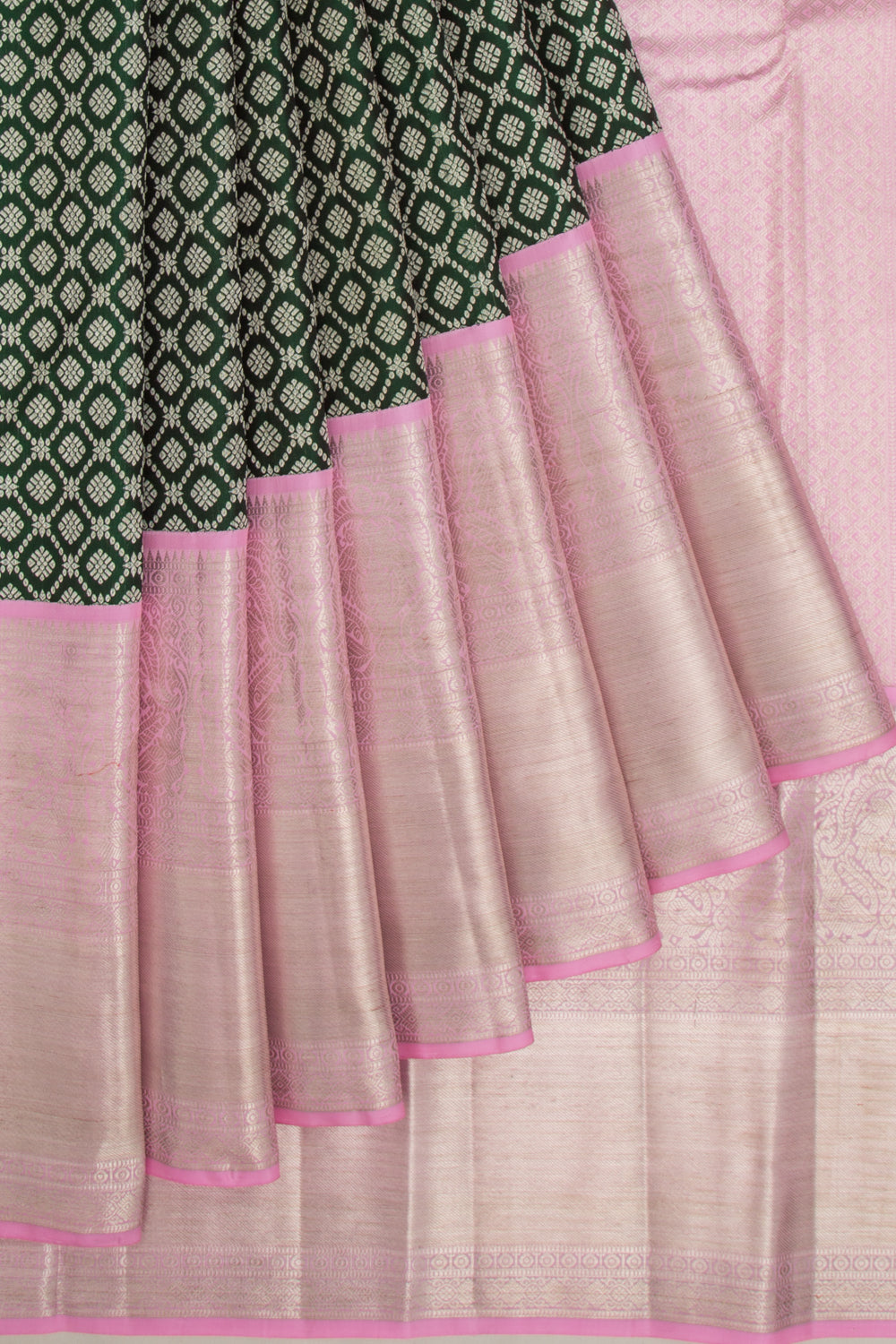 Kanchipuram Silk Brocade Bottle Green Saree
