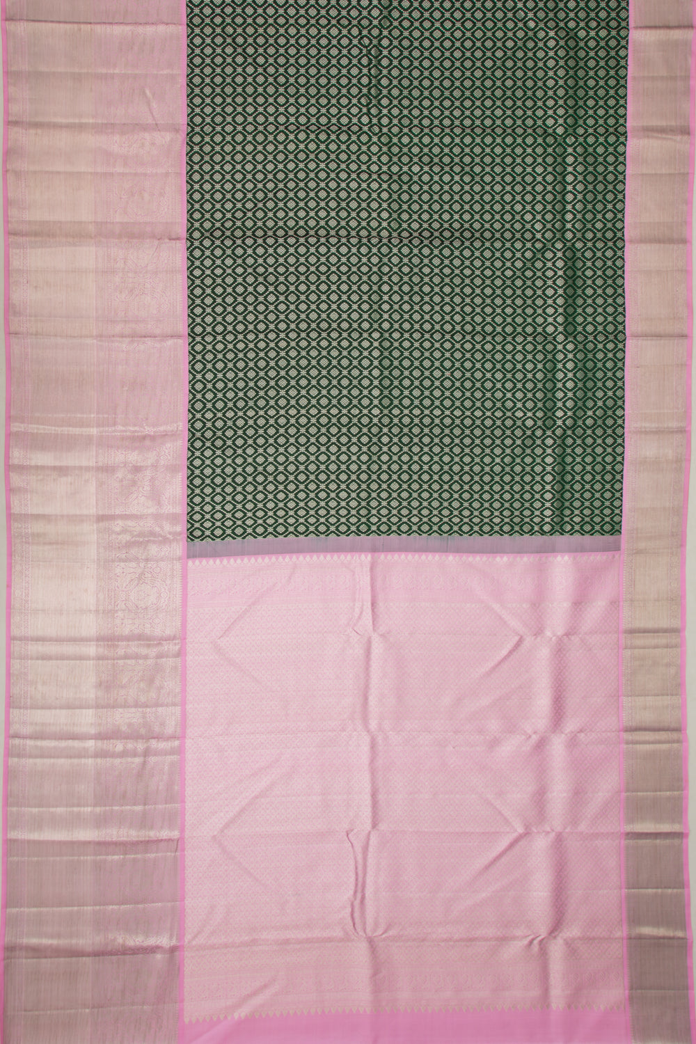 Kanchipuram Silk Brocade Bottle Green Saree