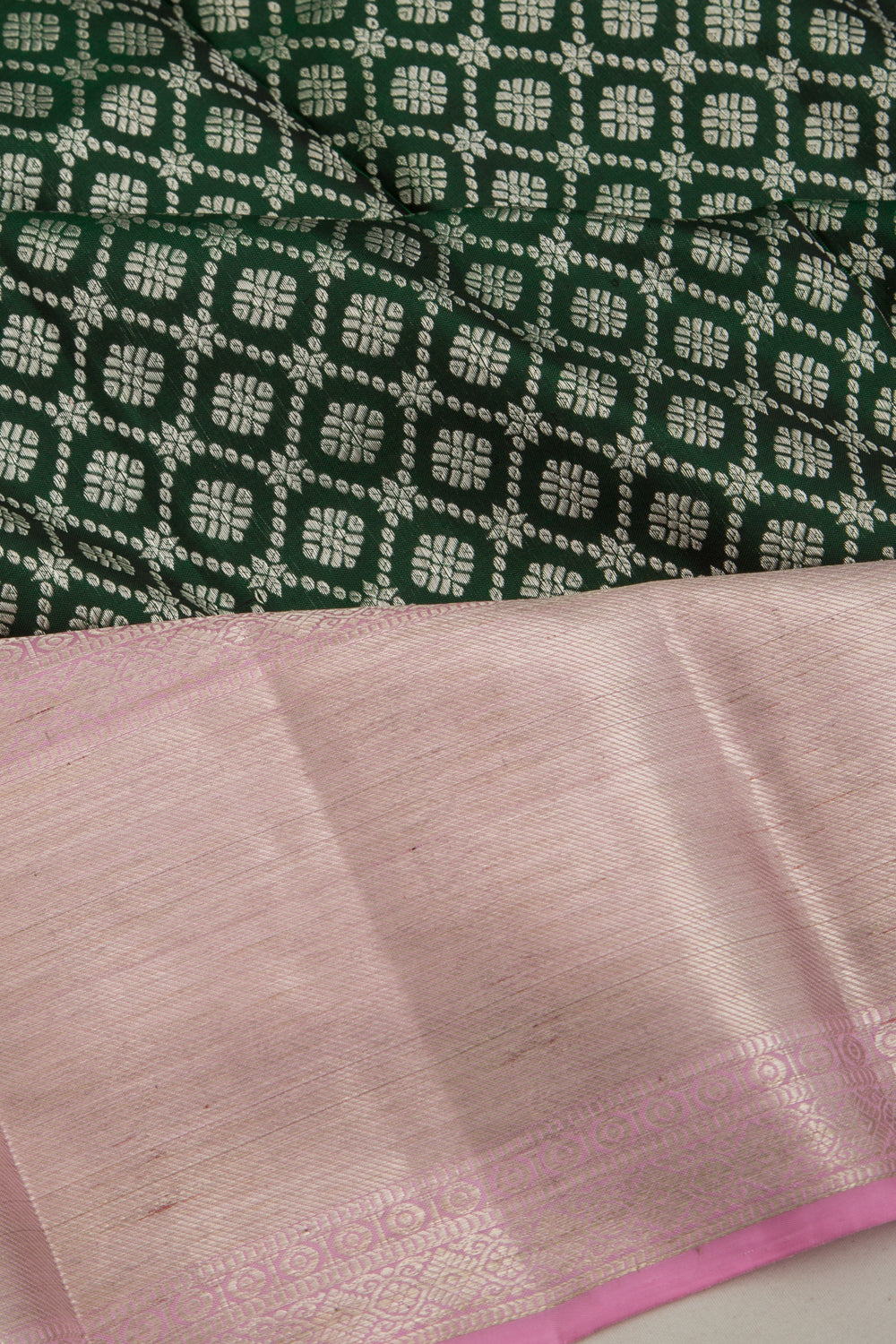 Kanchipuram Silk Brocade Bottle Green Saree