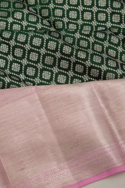 Kanchipuram Silk Brocade Bottle Green Saree