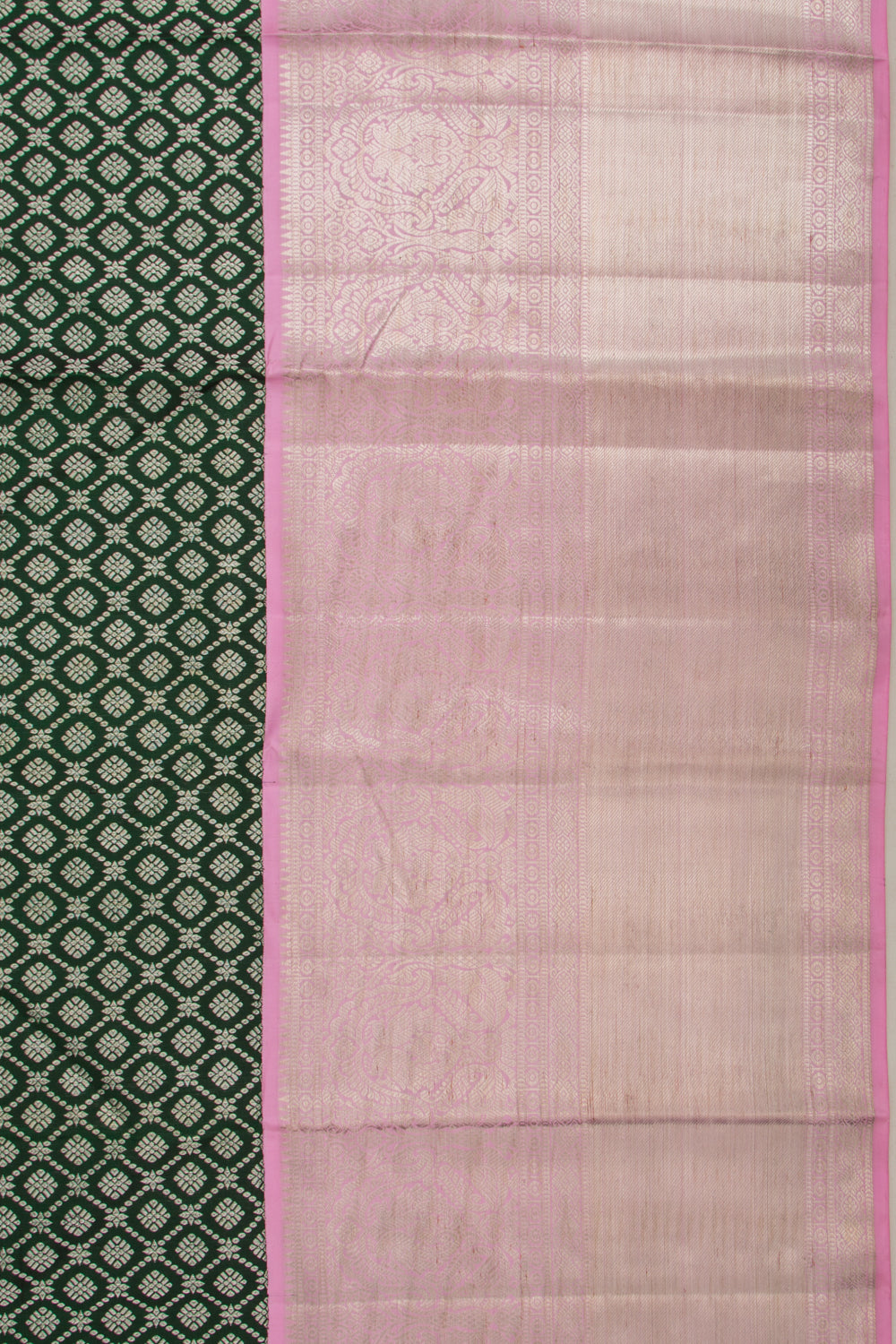 Kanchipuram Silk Brocade Bottle Green Saree