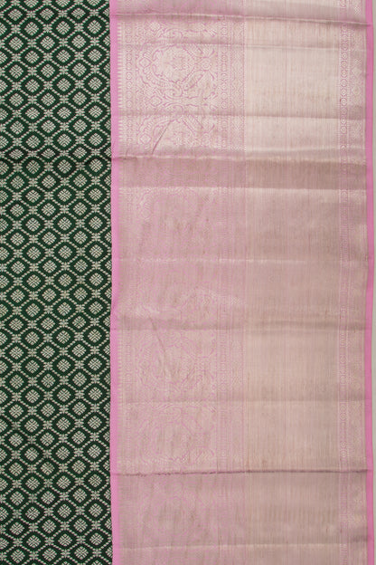 Kanchipuram Silk Brocade Bottle Green Saree