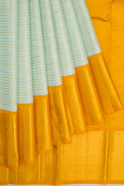 Kanchipuram Silk Horizontal Lines Pista Green Saree