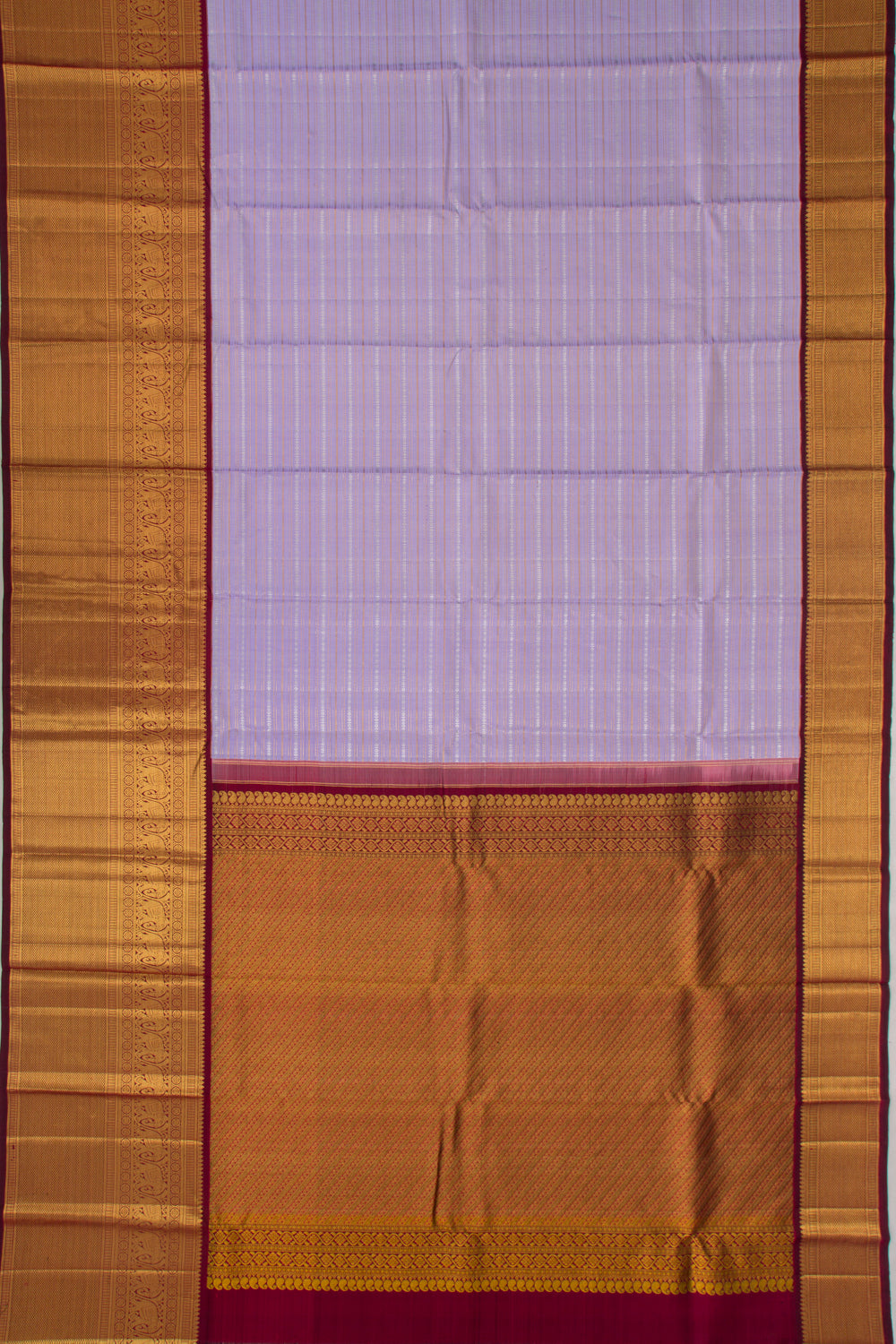 Kanchipuram Silk Horizontal Lines Lavender Saree