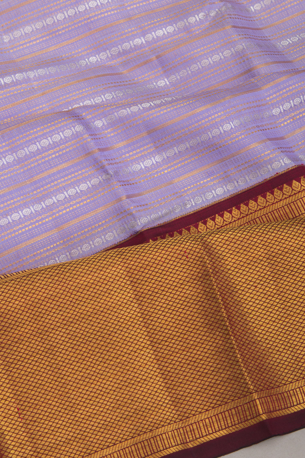 Kanchipuram Silk Horizontal Lines Lavender Saree