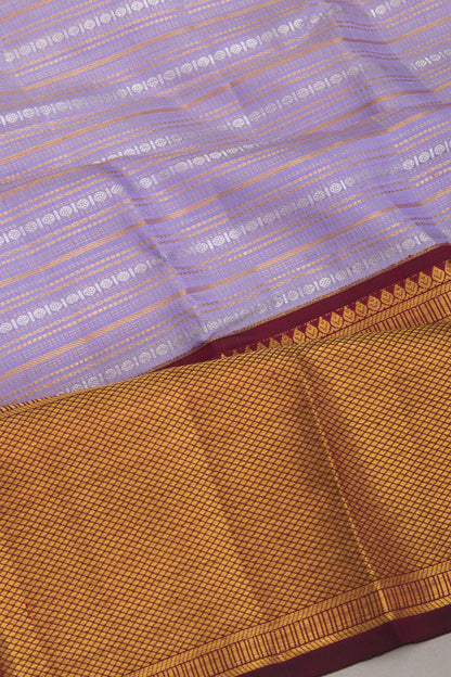 Kanchipuram Silk Horizontal Lines Lavender Saree