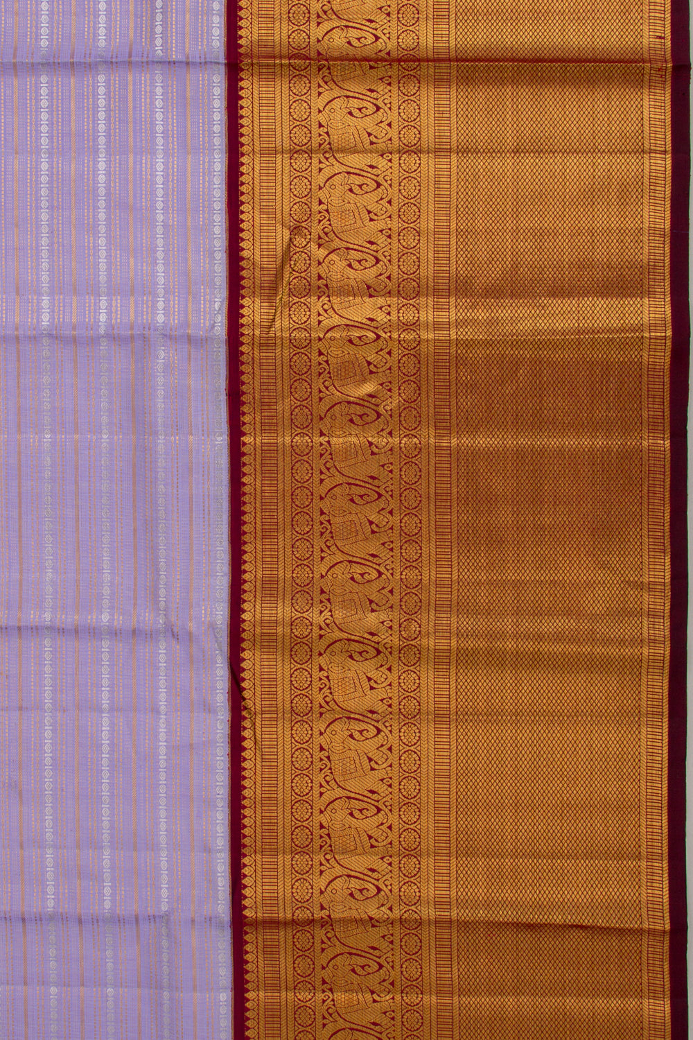 Kanchipuram Silk Horizontal Lines Lavender Saree