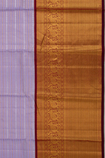 Kanchipuram Silk Horizontal Lines Lavender Saree