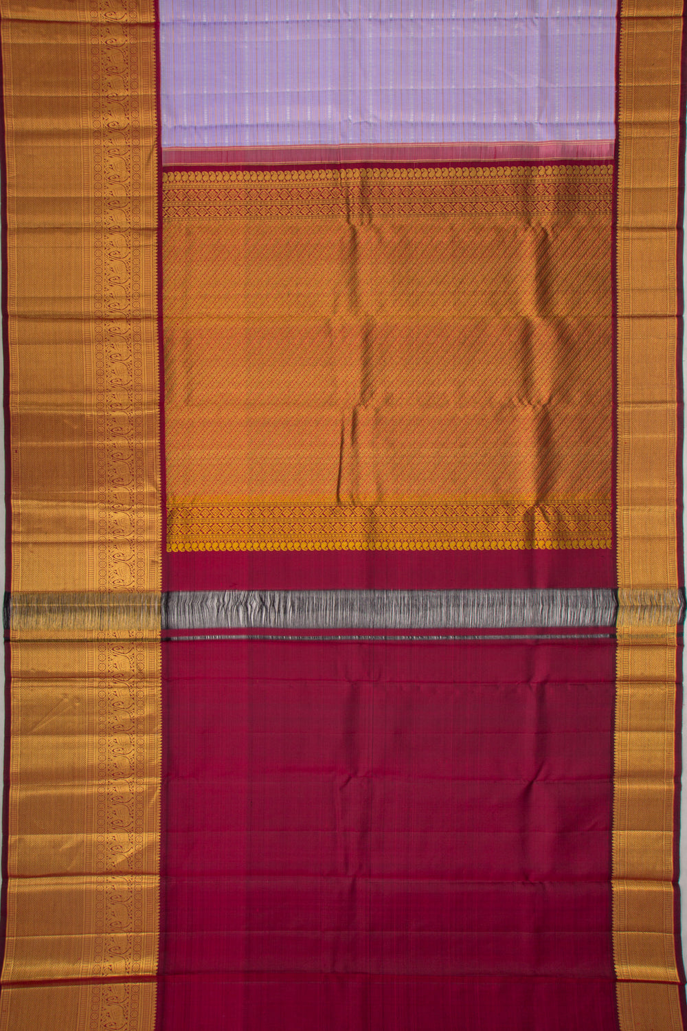 Kanchipuram Silk Horizontal Lines Lavender Saree