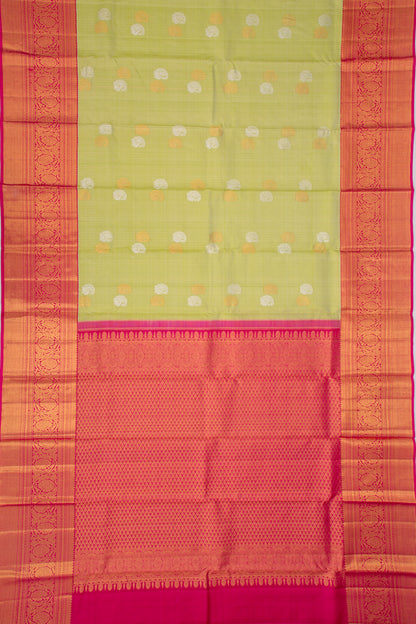 Kanchipuram Silk Checks And Butta Pista Green Saree