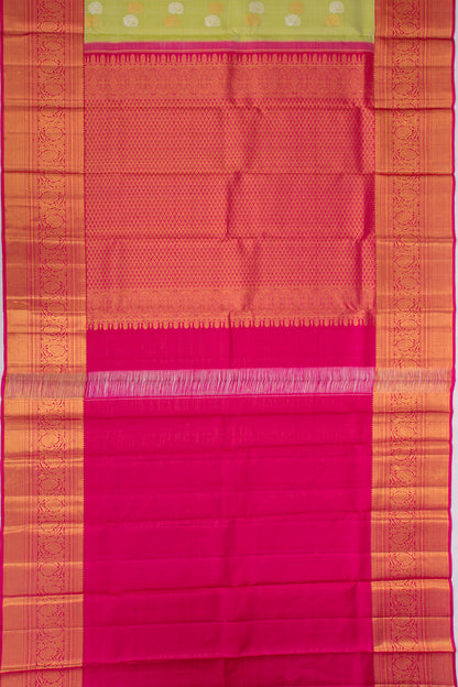 Kanchipuram Silk Checks And Butta Pista Green Saree