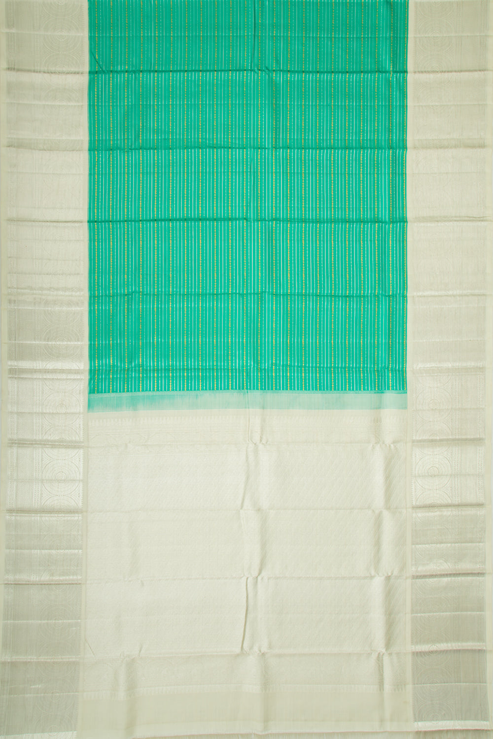 Kanchipuram Silk Horizontal Lines Green Saree